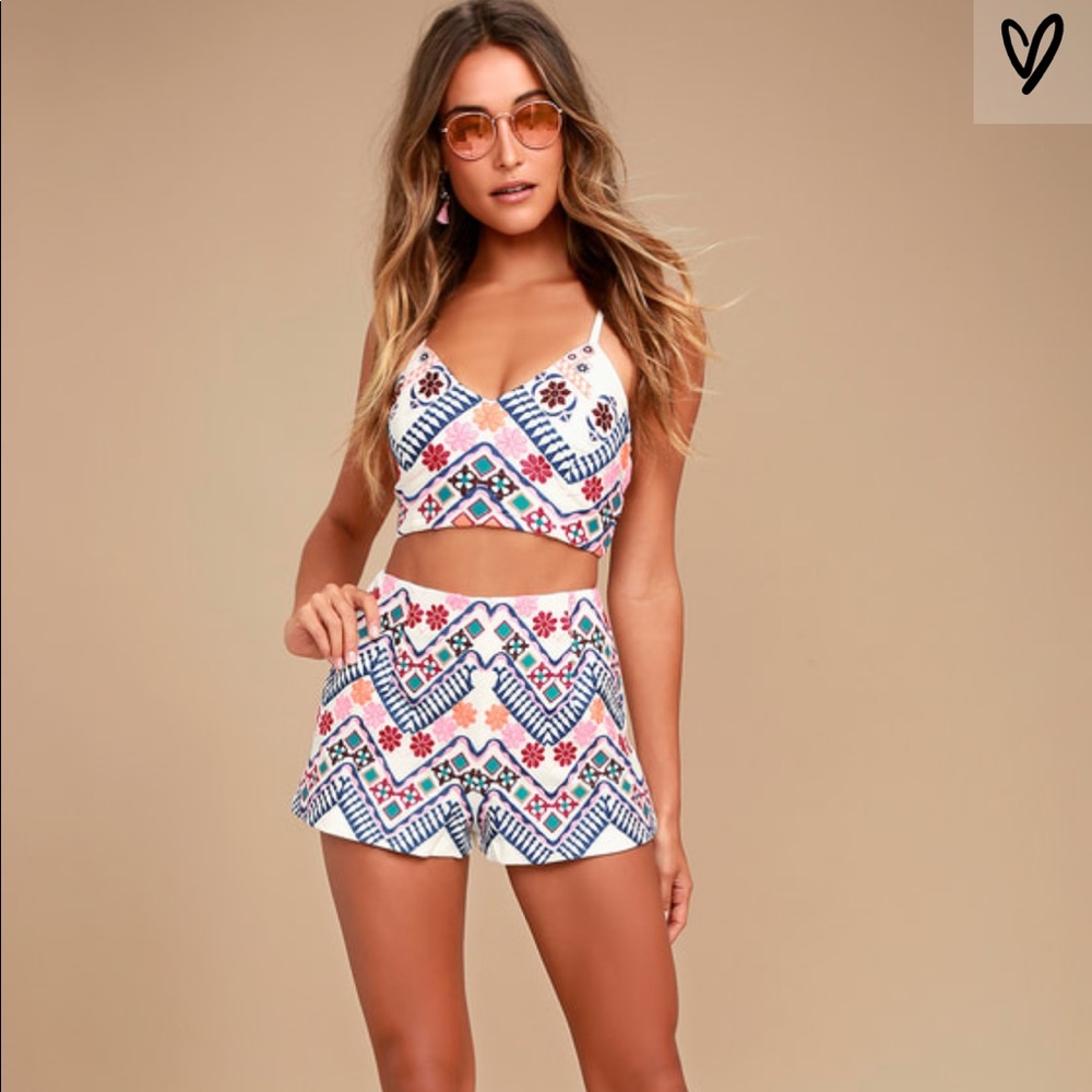 RHYTHM IS GONNA GET YOU EMBROIDERED WHITE SET